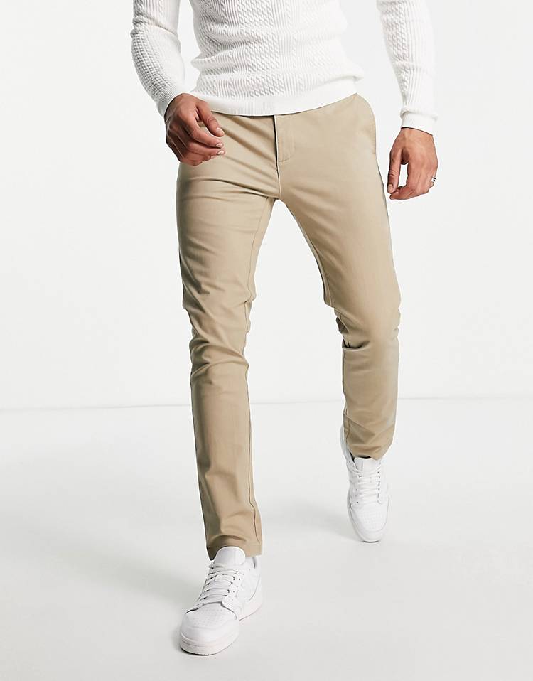 Topman skinny chino pants in stone